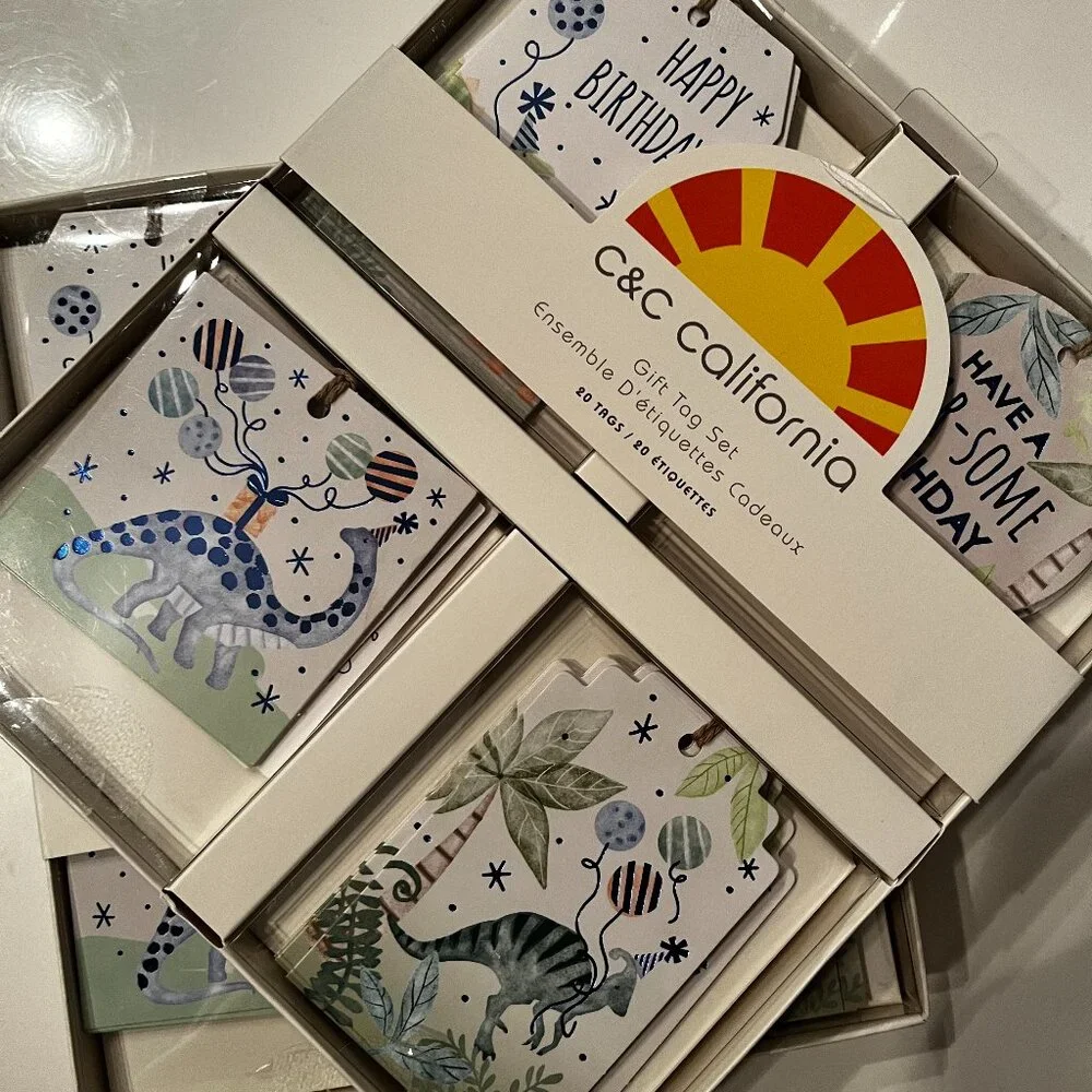Gift Tags / Dinosaur-Themed for Kids' Birthday 2 boxes / new / total 40 tags /x‎